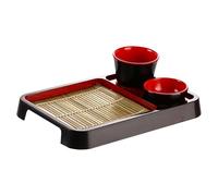Japanese Serving Plate - Sushi Cold Noodle Dish, Rectangular Design, Anti-Drip Mat, Sturdy Material | Tableware Roller Appetizer Condiment, Ideal for Dinner Buffets Snacks Tea Ceremony Breakfast Picni
