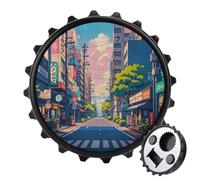 Japanese Streets - Apribottiglie magnetico, strumento da cucina salvaspazio, divertente apribottiglie e magnete per frigorifero, per campeggio, viaggi, campeggio, colore: nero