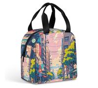 Japanese Streets - Borsa per il pranzo per donne e uomini, portatile, isolata, con manico, a prova di perdite, riutilizzabile, per lavoro, picnic, viaggi