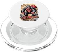 Japanese Style Art Gorilla Dorso Argento Gorille PopSockets PopGrip per MagSafe