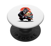 Japanese Style Art Hatamoto Gorilla Dorso Argento Gorille PopSockets PopGrip Adesivo
