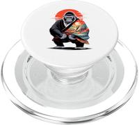 Japanese Style Art Hatamoto Gorilla Dorso Argento Gorille PopSockets PopGrip per MagSafe