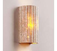 Japanese Style Bedside Wall Light 3000K Warm Light Wall Lamp Nordic Retro Yellow Travertine Shade for Bedroom Living Room Hallway Foyer