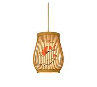 Japanese Style Pendant Fixtures with Patterned Retro Chandeliers Lantern Wood Lamps Natural Hanging Light for Kitchen Island, Living Dining Room Bedroom(C,20 * 23cm)