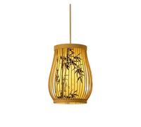 Japanese Style Pendant Fixtures with Patterned Retro Chandeliers Lantern Wood Lamps Natural Hanging Light for Kitchen Island, Living Dining Room Bedroom(B,25 * 40cm)