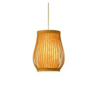 Japanese Style Pendant Fixtures with Patterned Retro Chandeliers Lantern Wood Lamps Natural Hanging Light for Kitchen Island, Living Dining Room Bedroom(E,20 * 23cm)