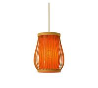 Japanese Style Pendant Fixtures with Patterned Retro Chandeliers Lantern Wood Lamps Natural Hanging Light for Kitchen Island, Living Dining Room Bedroom(A,25 * 40cm)
