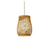Japanese Style Pendant Fixtures with Patterned Retro Chandeliers Lantern Wood Lamps Natural Hanging Light for Kitchen Island, Living Dining Room Bedroom(D,25 * 40cm)