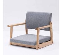 Japanese Style Solid Wood Legless Chair with Armrest Backrest and Comfortable Cushion Low Seat Floor Chair for Bay Window Office and Home