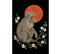 Japanese sumi-e Style dot grid Japanese Macaque: 120 Dot Grid Pages, 6x9 in, Minimalist Japanese Art Journal from the Japanese Animals Series