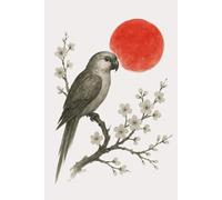 Japanese sumi-e Style dot grid Parrot: 120 Dot Grid Pages, 6x9 in, Minimalist Japanese Art Journal from the Japanese Animals Series