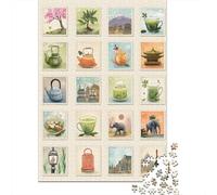 Japanese Tea Culture Stamps Jigsaw Puzzle Impossible 1000 Pezzi Decorazione Per La Casa. Rilassamento E Intelligence Per Adulti E Ragazzi Da 14 Anni 38x26cm/1000pcs