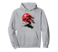 Japanese Tree Buddhism Red Moon Aesthetic Buddhist Felpa con Cappuccio