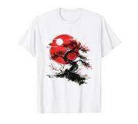 Japanese Tree Buddhism Red Moon Aesthetic Buddhist Maglietta
