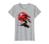 Japanese Tree Buddhism Red Moon Aesthetic Buddhist Maglietta, Donna, Grigio Melange, 3XL