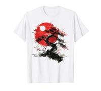 Japanese Tree Buddhism Red Moon Aesthetic Buddhist Maglietta, Uomo, Bianco, L