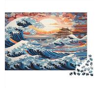 Japanese Ukiyo-e Puzzle 1000 Pezzi,Puzzle Ocean Waves, Puzzle Per Adulti, Stampa Di Qualità,puzzle Di Legno Giochi Intellettuali Per Bambini 1000pcs (75x50cm)