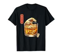 Japanese Vintage Whiskey Wave Art Retro Illustration Maglietta