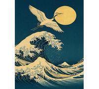 Japanese Wave Crane Notebook (8.5 x 11 Inches): Vintage Asian Art-Inspired Lined Journal for Writing, Notes, Sketching & Everyday Use