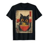 Japanese Wave Ramen Cat Ukiyoe Style Bowl of Noodles Meme Maglietta