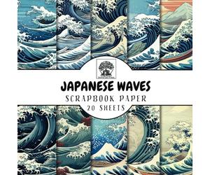Japanese Wave Scrapbook Paper: 20 Double-Sided Sheets of Japanese Wave Patterns for Scrapbooking, Junk Journals, Card Making, Decoupage, Origami, Paper Crafts, DIY Projects and Mixed Media