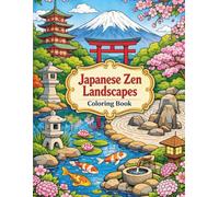 Japanese Zen Landscapes Coloring Book