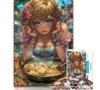Japanische Anime-Mädchen-Puzzles 1000 Teile für Erwachsene und Jugendliche, Familienspiel zum Stressabbau, schwierige Herausforderung, Künstlersammlung, bildende Kunst, 38x26cm