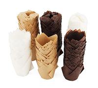 JAPCHET 600 pirottini per cupcake a tulipano, per muffin e matrimoni, compleanni, colore marrone, bianco e caffè