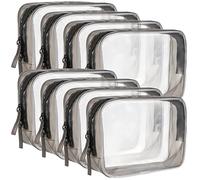 JAPCHET 8 borse da viaggio trasparenti con cerniera, 18 x 14 cm, per articoli da toeletta e trucchi, in PVC, impermeabili, con cerniera, per bagno, vacanze, viaggi, Trasparente, Classico