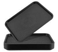 JAPCHET 8 vassoi neri da 41,5 x 30,5 cm, per fast food, in plastica, per il pranzo, per servire cibo, caffetteria, ristorante, vassoi da portata per cucina