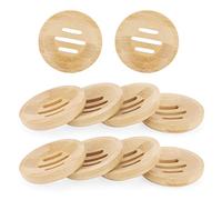 JAPCHET Confezione da 10 portasapone rotondi in bambù, diametro 80 mm, in legno naturale, portasapone per cucina, bagno
