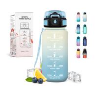 JAPORIA Borraccia 500ml, Bottiglia Riutilizzabile e Antiperdite, Borraccie con Cannuccia, con Marcador de Tiempo, Ideale per Mare, Montagna, Lago, Fiume