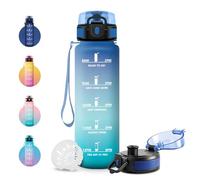 JAPORIA Borraccia Sportiva 1Litro, con Filtro e Time Tracker, Borraccia Riutilizzabile Senza BPA, Antigoccia, Motivazionale per Adulti, Ufficio e YogaYoga