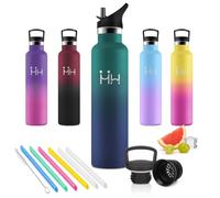 JAPORIA Borraccia Termica 1L, Borraccia con Cannuccia, a Prova di Perdite, Bottiglia Acqua Riutilizzabile, Senza BPA, Bottiglia Acqua per Outdoor, Yoga, Viaggi