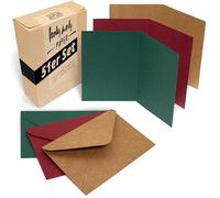 Japun - 51 biglietti pieghevoli e buste, formato A6/C6, marrone-rosso-verde