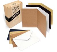 Japun - 52 biglietti pieghevoli e buste, formato A6 / C6, mix carta kraft