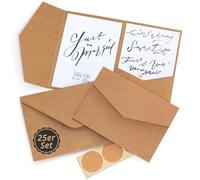 Japun - Set di 25 biglietti Pocketfold con buste formato B6, marrone