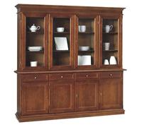 JAQUELINE - credenza con vetrina in legno massello cm 205 x 42 x 205 h
