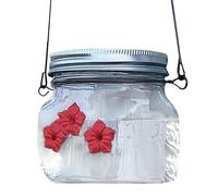 Jar - Mangiatoia per colibrì - Mangiatoia per colibrì e uccelli | Alimentatori per colibrì 2024 | Tazza per l'alimentazione degli uccelli con 3 fiori in silicone | Barattolo per colibrì a prova