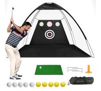 JARAGAR - Rete per allenamento da golf, 3 x 2,8 m, con tappetino da colpire e borsa per il trasporto, per guida in cortile, reti da golf per giardino, attrezzatura da allenamento indoor outdoor