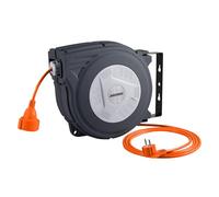 Jardibric - Avvolgitore elettrico a parete automatico 25 m - 3200 W - Cavo 3G1,5 mm² - 230 V - Prolunga 2 m