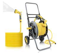 Jardineer Carrello avvolgitubo con ruote, include tubo dell'acqua da 30 m e ugello spruzzatore, set di tubi da giardino portatile per innaffiare fiori, pulire pavimenti, lavare auto all'aperto
