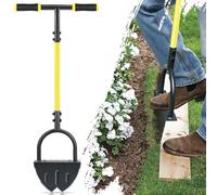 Jardineer Edger Strumento per prato con manico lungo, tagliabordi manuale aggiornato con doppia lama seghettata a forma di V e ampia pedana, bordatrici per manutenzione paesaggistica e cortile