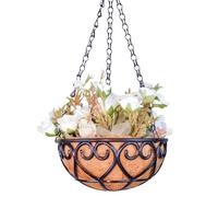 Jardinière Suspendue En Résine | Pots Suspendus De 25 Cm, Paniers À Fleurs Fil De Fer | Support Pour Plantes Rond, Jardinière En Résine, Pots De Fleurs D'extérieur Pour Terrasse, Pelouse Et Jardin