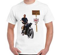jargon Steve McQueen - The Great Escape - Mens Retro Old Movie T-Shirt Motorbike Bike White M