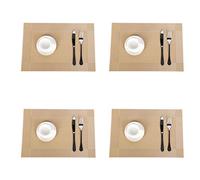 Jaritto Lot de 4 Sets de Table PVC Napperons Vinyle Tissé Lavables Resistant à la Chaleur Antidérapant pour Restaurant Salle Manger Jaune