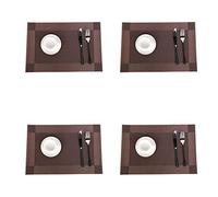 Jaritto Lot de 4 Sets de Table PVC Napperons Vinyle Tissé Lavables Resistant à la Chaleur Antidérapant Restaurant Salle Manger Café Foncé