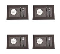 Jaritto Lot de 4 Sets de Table PVC Napperons Vinyle Tissé Lavables Resistant à la Chaleur Antidérapant pour Restaurant Salle Manger Marron Foncé