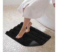 JARITTO Tappeto Bagno Antiscivolo Tappeto Cucina Doccia Assorbente Tappetino da Bagno per Toletta Ingresso Interno in Microfibra Lavabile in Lavatrice Moderno - 43x61cm (Nero)