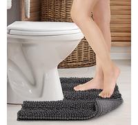 JARITTO Tappeto Bagno per Toletta Antiscivolo Assorbente Tappetino per WC Tappeto Doccia in Microfibra Lavabile in Lavatrice Moderno Forma a U - 51x51cm (Grigio)